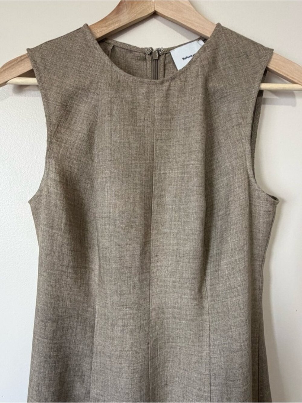 NEW Reformation Cecilia Linen Sleeveless Maxi Dress Dark Oatmeal Tan | US 4 UK 8 - Picture 8 of 14